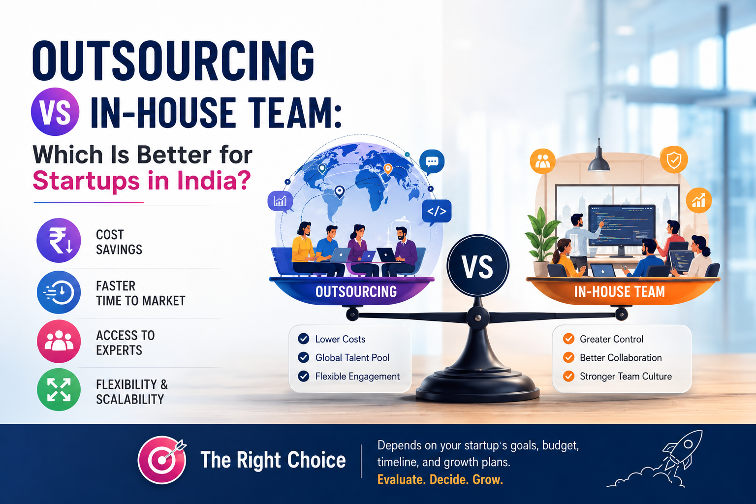 Outsourcing vs In-House Team: Which Is Better for Startups in India? | Reliable Offshore Software Development Company India